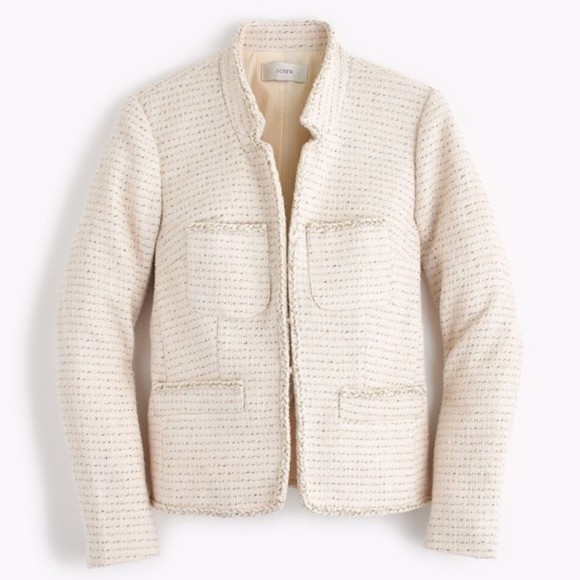 J.Crew Cream Tweed Blazer Jacket Size 12